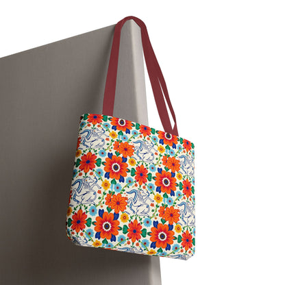 Tote Bag, (AOP), Virgo, Zodiac v1, Flower Pattern
