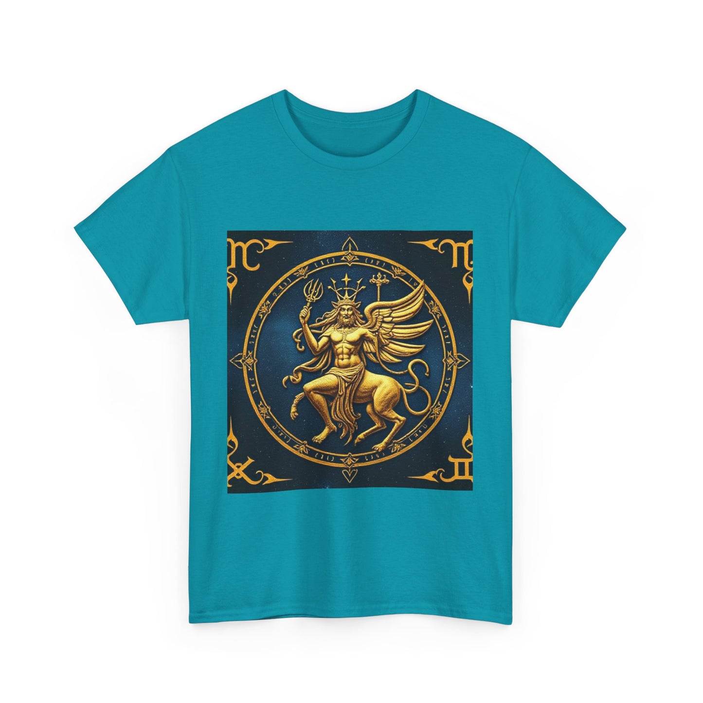 Unisex Heavy Cotton T-Shirt, Gold Angel, Symbol, Virgo Zodiac Design