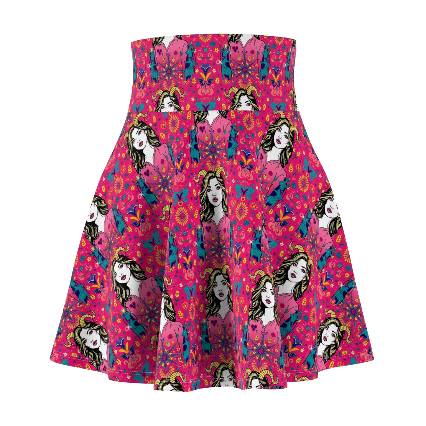 Women's Skater Skirt, (AOP), Capricorn, Zodiac v4, Sexy Pattern