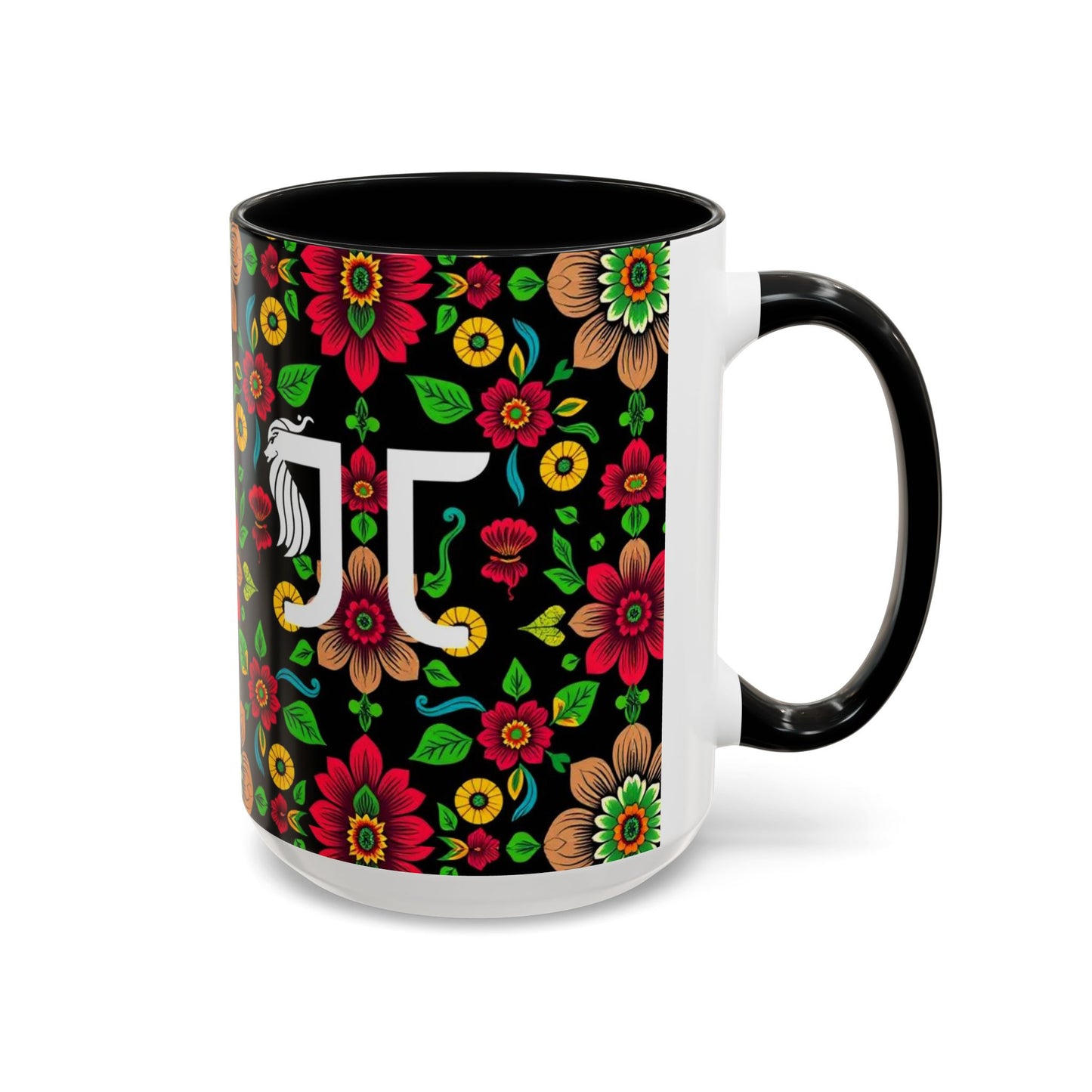 Accent Coffee Mug, Gemini, Zodiac v4, Flower Pattern, (11, 15oz)