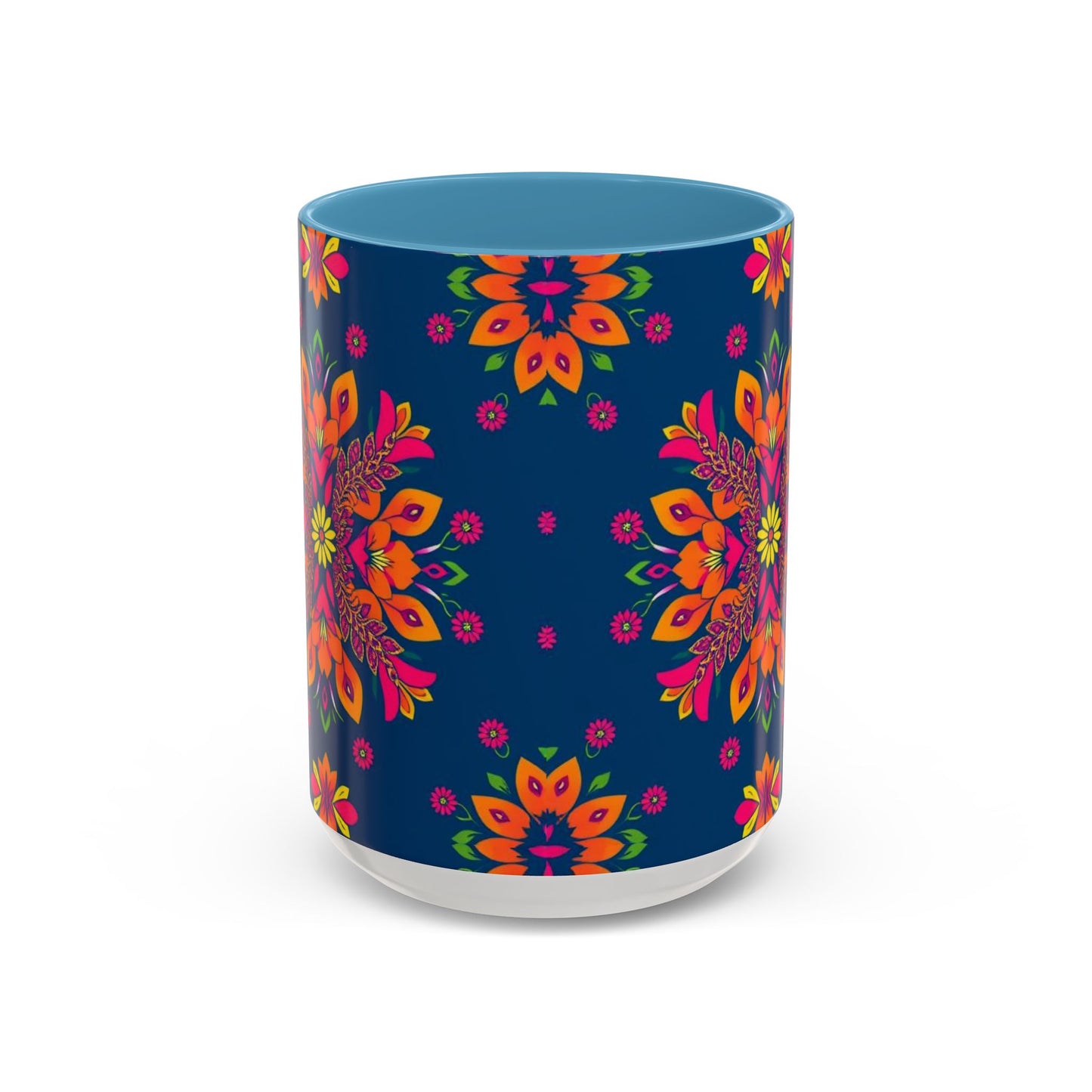 Accent Coffee Mug, Gemini, Zodiac v2, Flower Pattern, (11, 15oz)