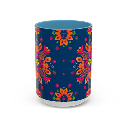 Accent Coffee Mug, Gemini, Zodiac v2, Flower Pattern, (11, 15oz)