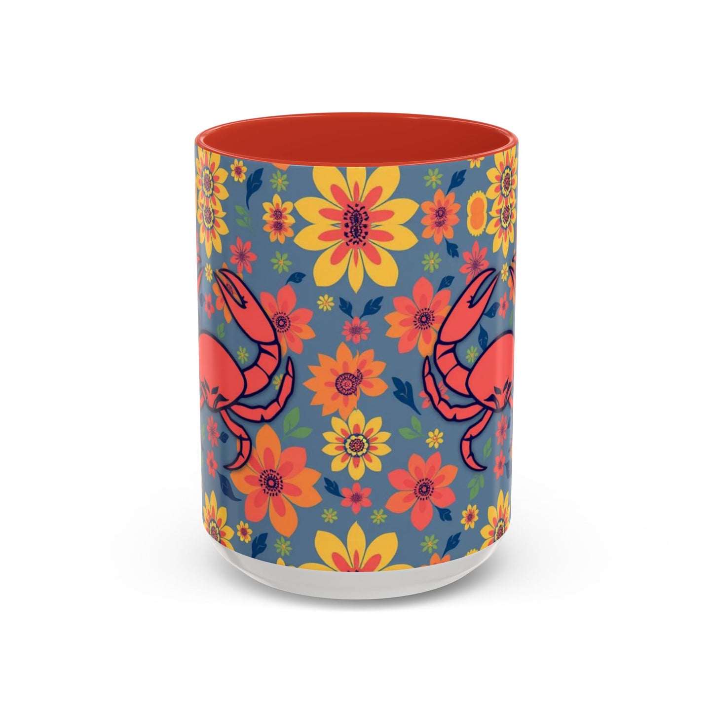 Accent Coffee Mug, Cancer, Zodiac v1, Flower Pattern, (11, 15oz)