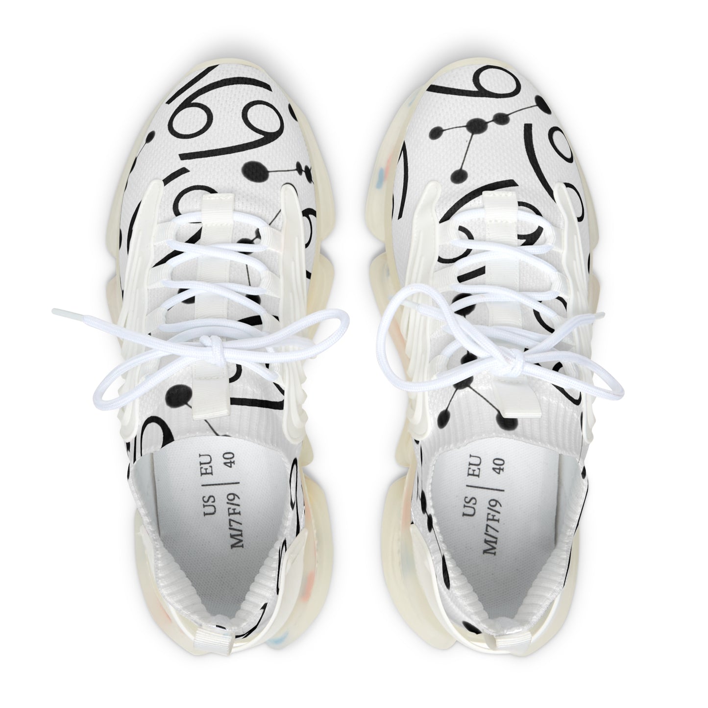 Women's Mesh Sneakers, Constellation & Symbol, Cancer Zodiac Sign, AOP