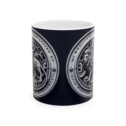 Ceramic Mug, (11oz, 15oz), Ceramic Coffee Mug, Sliver Lion, Leo Zodiac Design