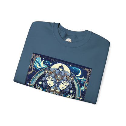 Unisex Heavy Blend™ Crewneck Sweatshirt,Twin Body, Gemini Zodiac Design