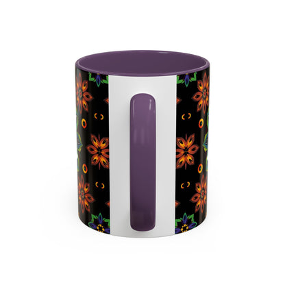 Accent Coffee Mug, Libra, Zodiac v4, Flower Pattern, (11, 15oz)