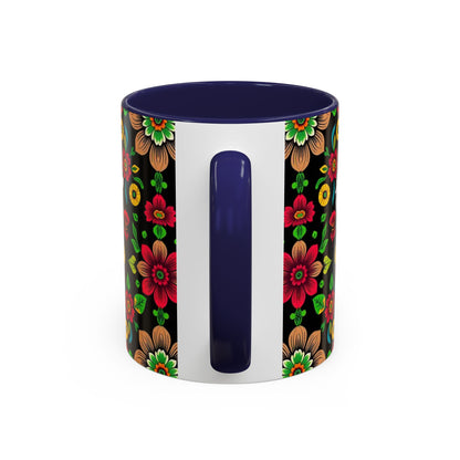 Accent Coffee Mug, Gemini, Zodiac v4, Flower Pattern, (11, 15oz)