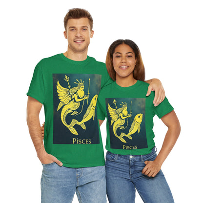 Unisex Heavy Cotton T-Shirt, Pisces Quuen v1, Zodiac Design