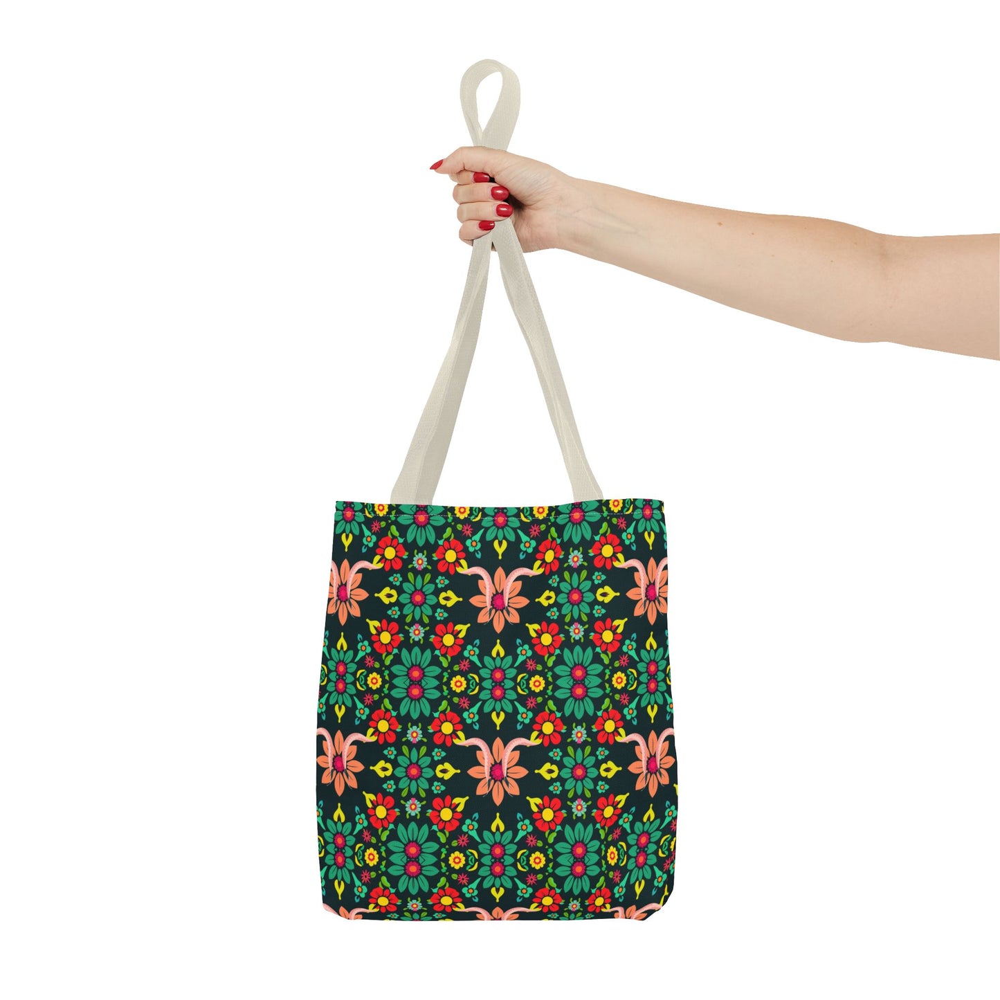 Tote Bag, (AOP), Aquarius, Zodiac v1, Flower Pattern