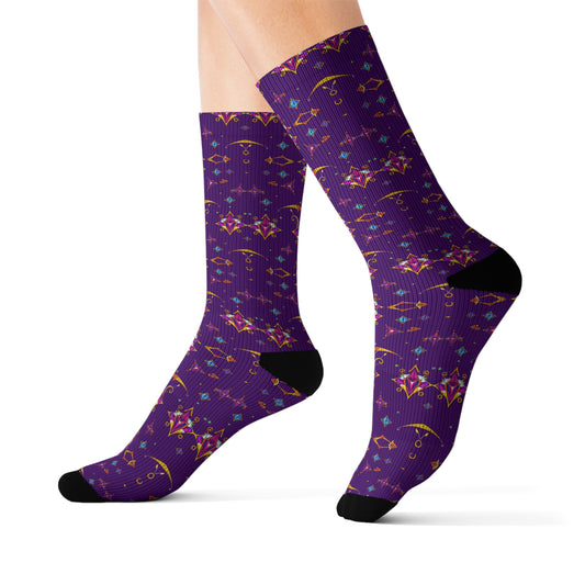 Sublimation Socks, Sagittarius, Zodiac v4, Jewel Pattern