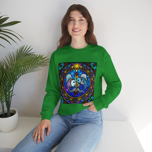 Unisex Heavy Blend™ Crewneck Sweatshirt, Glass, Pisces Zodiac Design