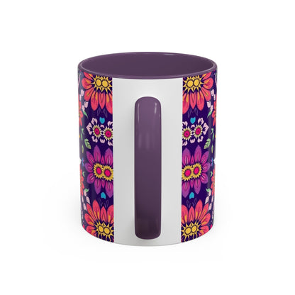 Accent Coffee Mug, Libra, Zodiac v3, Flower Pattern, (11, 15oz)