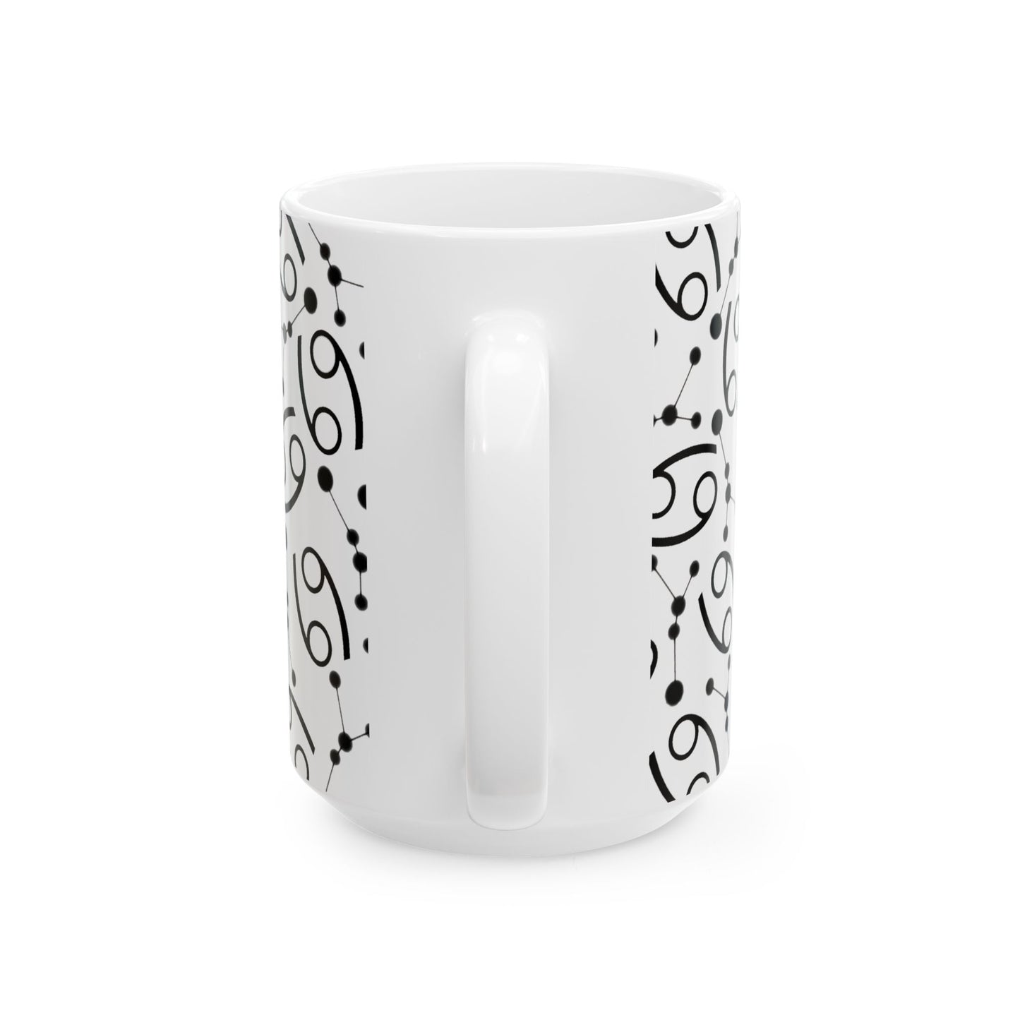 Ceramic Mug, (11oz, 15oz), Ceramic Coffee Mug, AOP, Constellation & Symbol, Cancer Zodiac Design