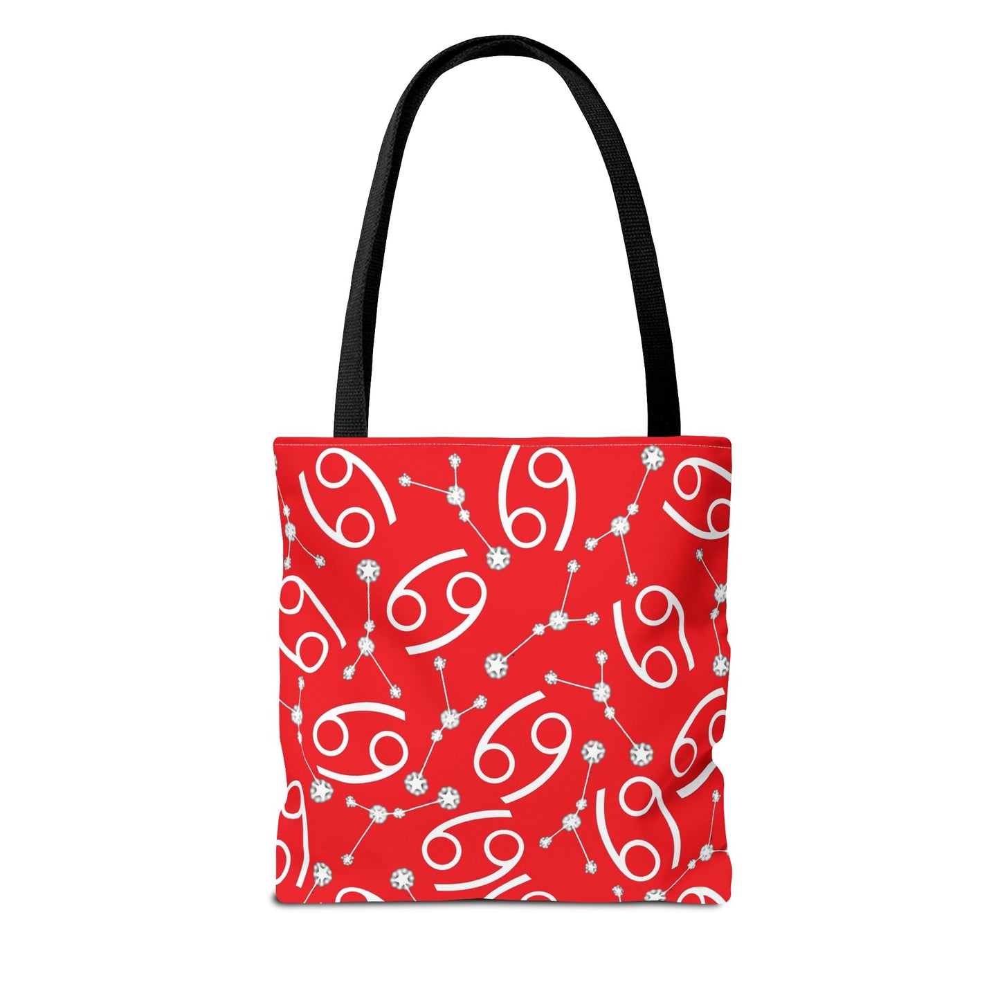 Tote Bag, Cancer Zodiac Sign, AOP, (Red, White)