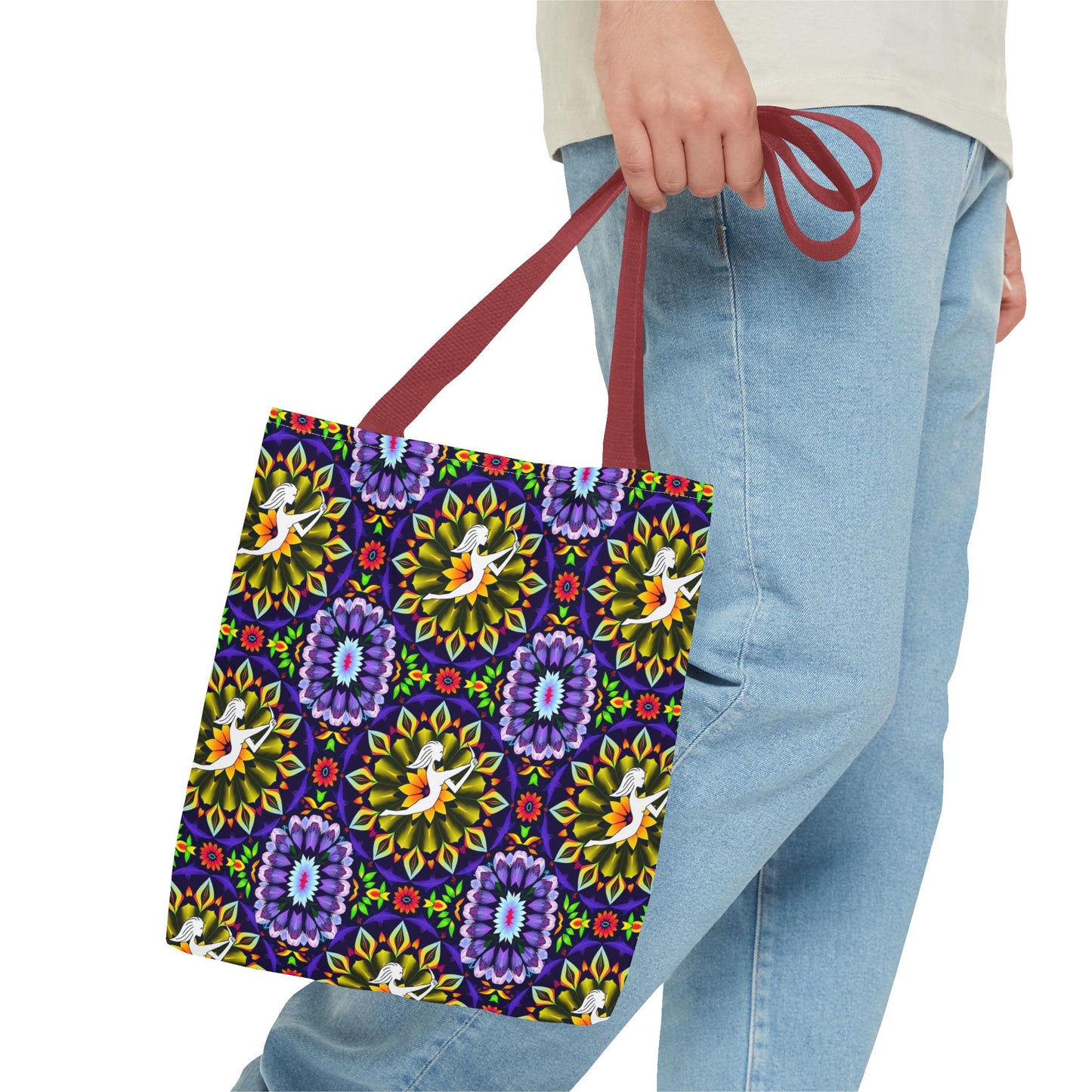 Tote Bag (AOP), Sagittarius, Zodiac v2, Flower Pattern