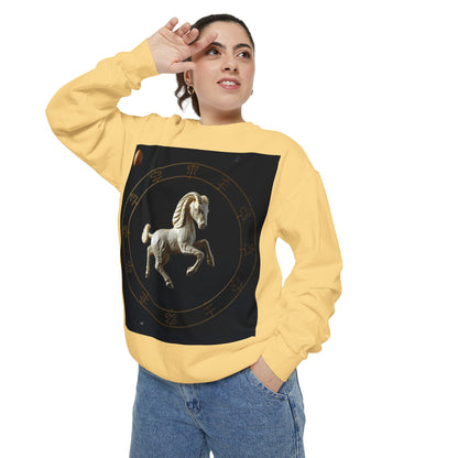 Garment-Dyed Sweatshirt, Unisex, Space Animal Design, Capricorn