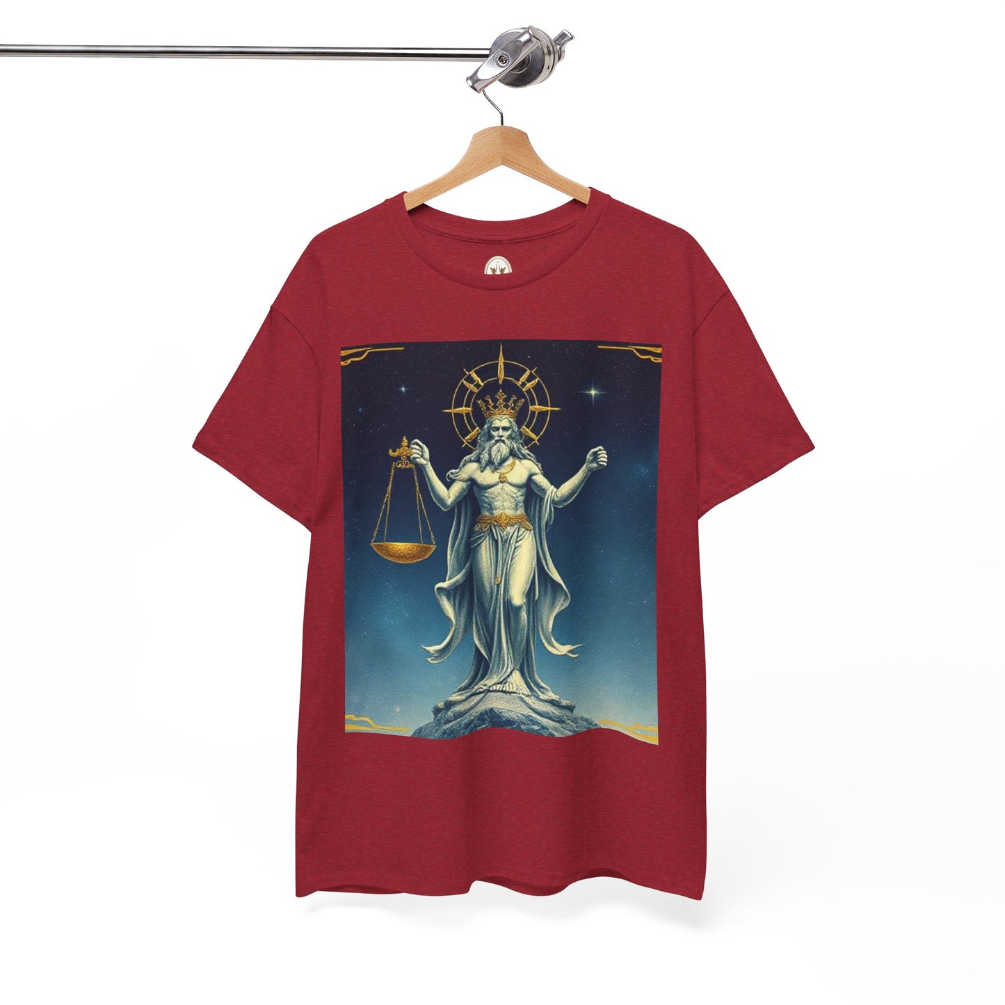 Unisex Heavy Cotton T-Shirt, Space, Libra God, Zodiac Design
