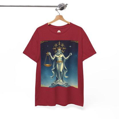 Unisex Heavy Cotton T-Shirt, Space, Libra God, Zodiac Design