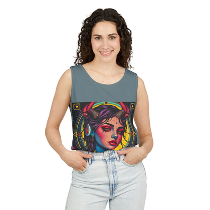Unisex Garment-Dyed, Tank Top, Scorpio Design, Pop Art, 100% US cotton