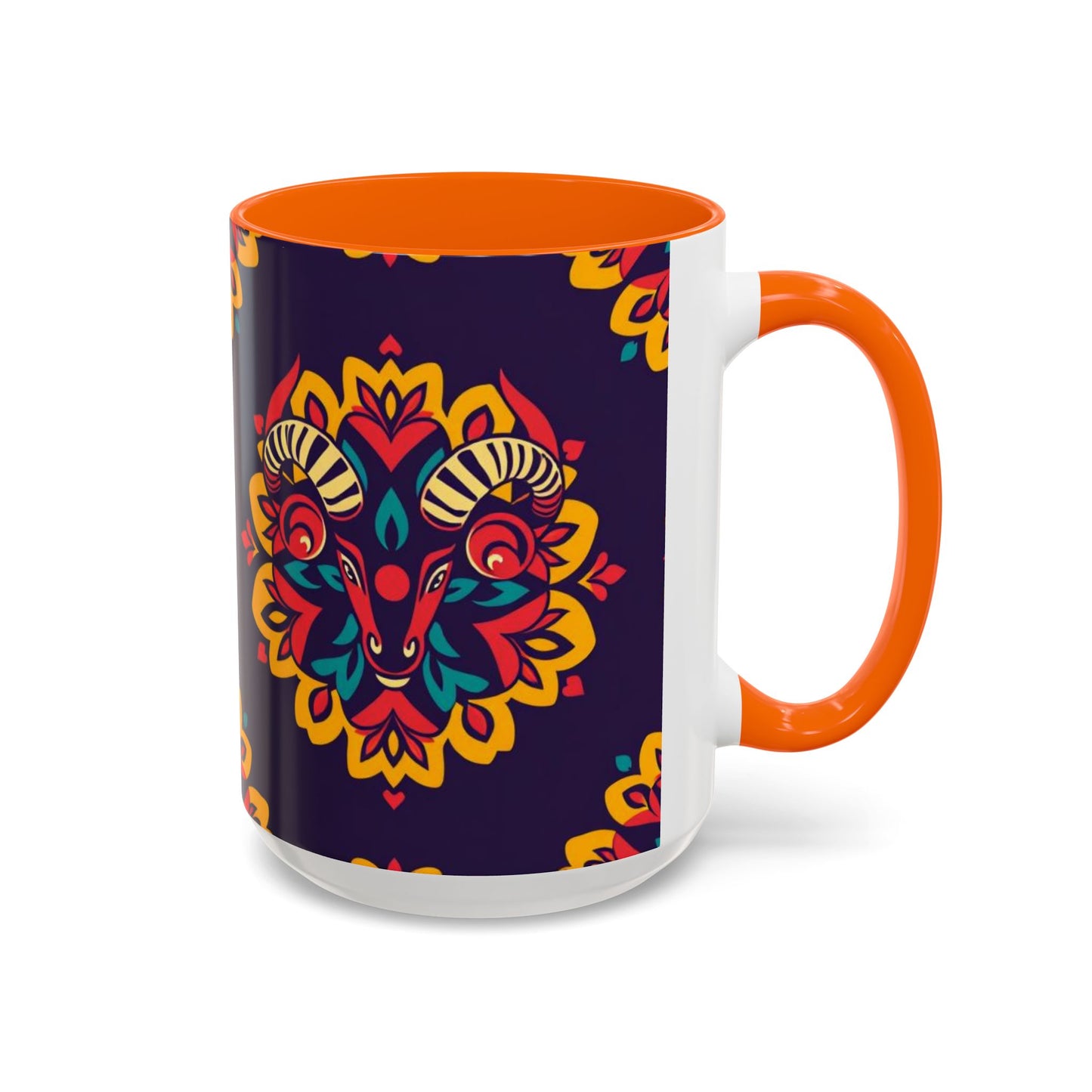 Accent Coffee Mug, Taurus, Zodiac v4. Flower Pattern, (11, 15oz)