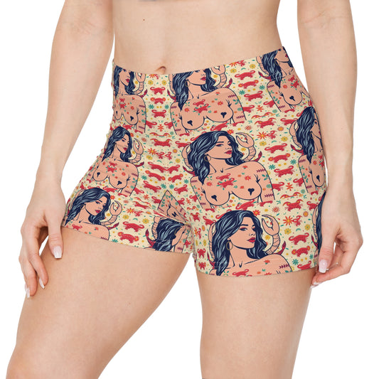 Women's Shorts, (AOP), Cancer, Zodiac v2, Sexy Pattern