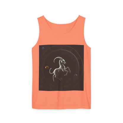 Unisex Garment-Dyed, Tank Top, Capricorn Design, Space Animal v1, 100% US cotton