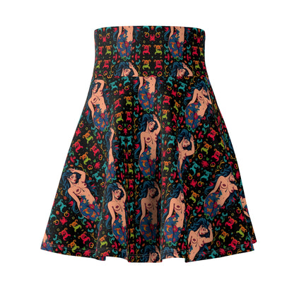 Women's Skater Skirt, (AOP), Aquarius, Zodiac v2, Sexy Pattern