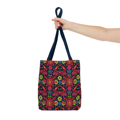 Tote Bag, (AOP), Cancer, Zodiac, Flower Pattern
