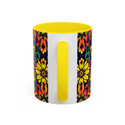 Accent Coffee Mug, Capricorn, Zodiac v4, Flower Pattern, (11, 15oz)