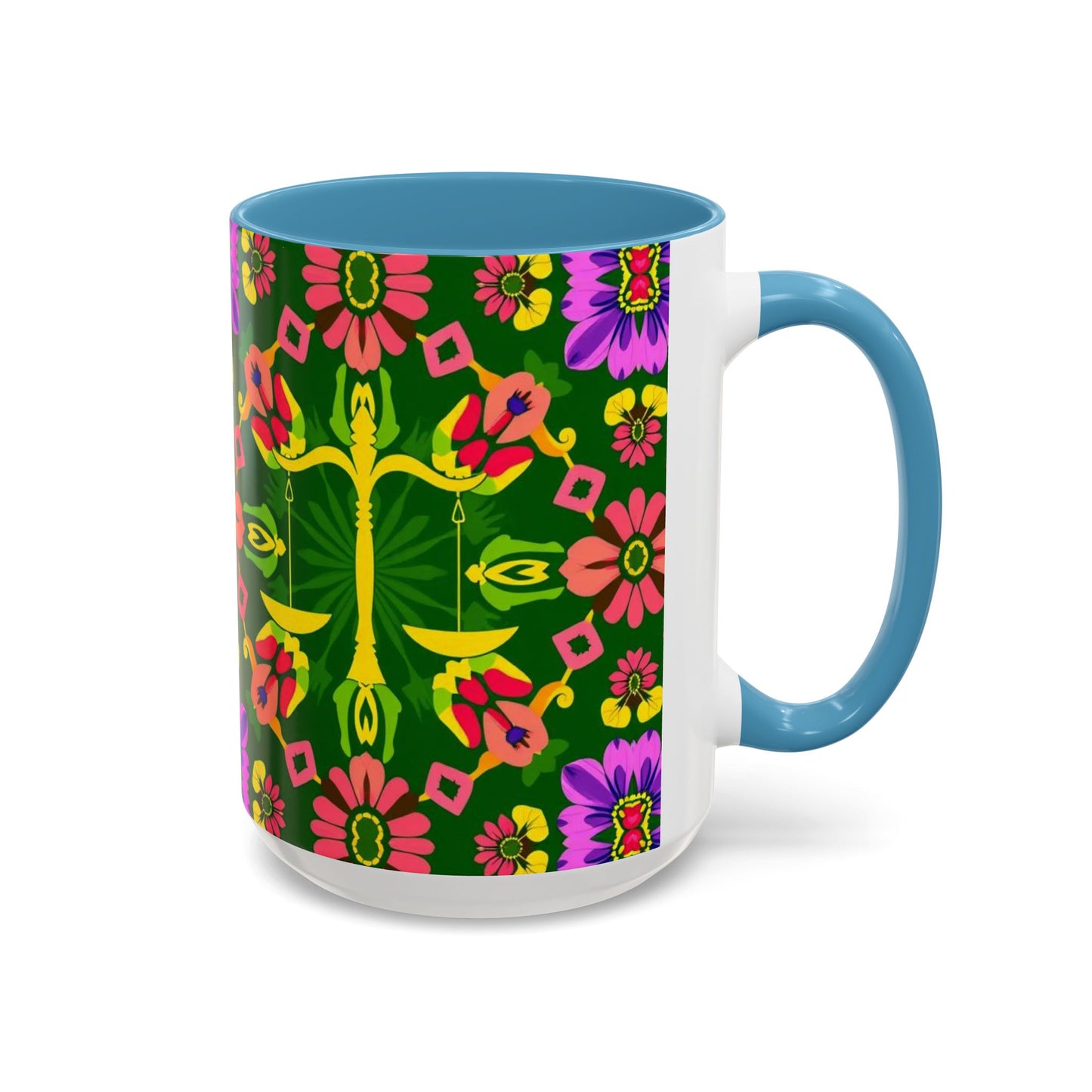 Accent Coffee Mug, Libra, Zodiac, Flower Pattern, (11, 15oz)
