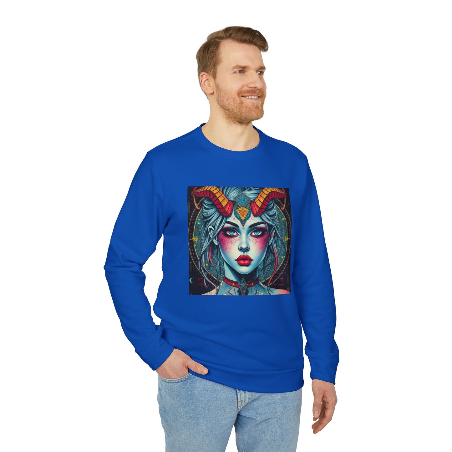 Adidas, Unisex Fleece Crewneck Sweatshirt, Capricorn, Pop Art, Zodiac