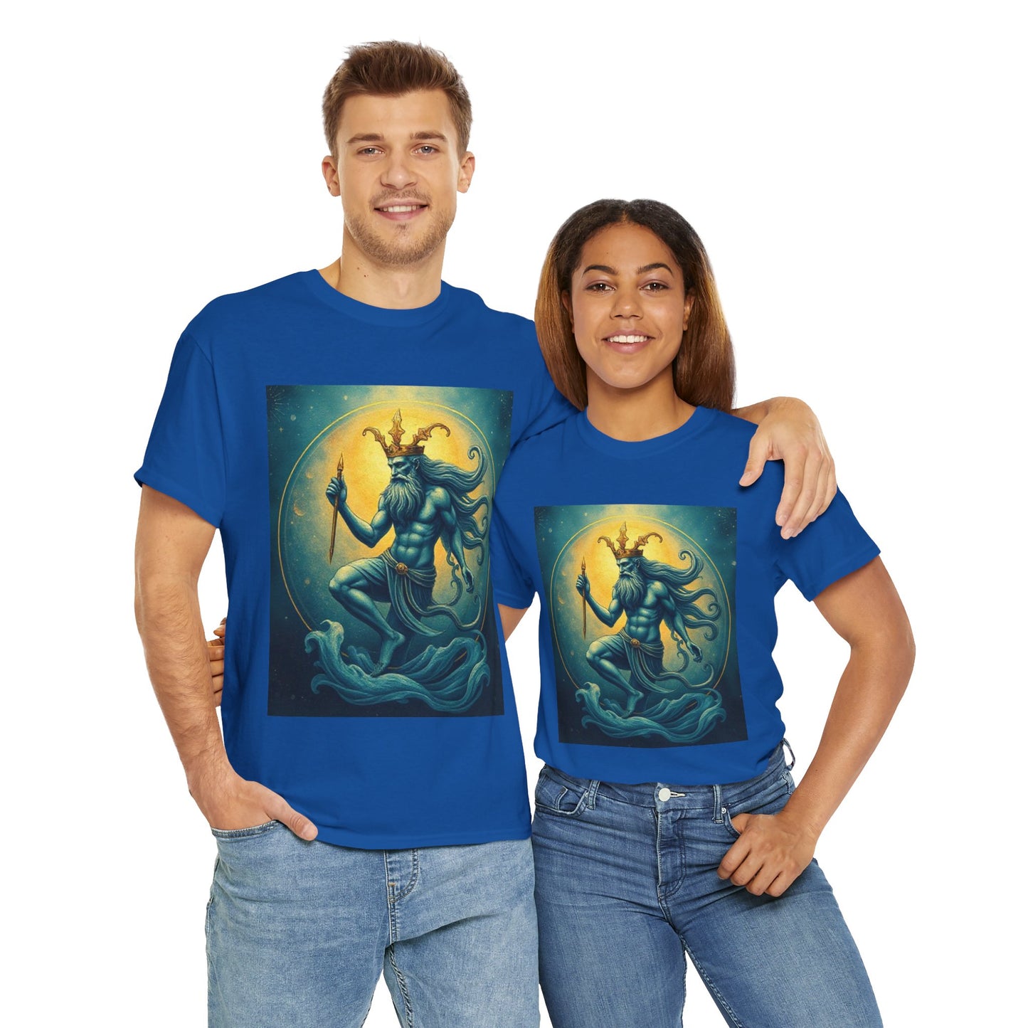 Unisex Heavy Cotton T-Shirt, Aquarius God 1, Zodiac Design