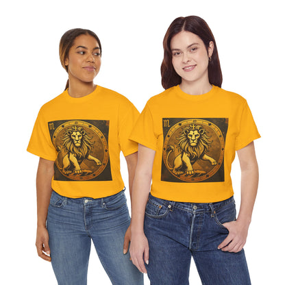 Unisex Heavy Cotton T-Shirt, Gold Lion v1, Leo Zodiac Design