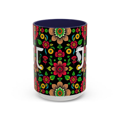 Accent Coffee Mug, Gemini, Zodiac v4, Flower Pattern, (11, 15oz)