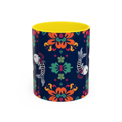Accent Coffee Mug, Pisces, Zodiac. Flower Pattern, (11, 15oz)