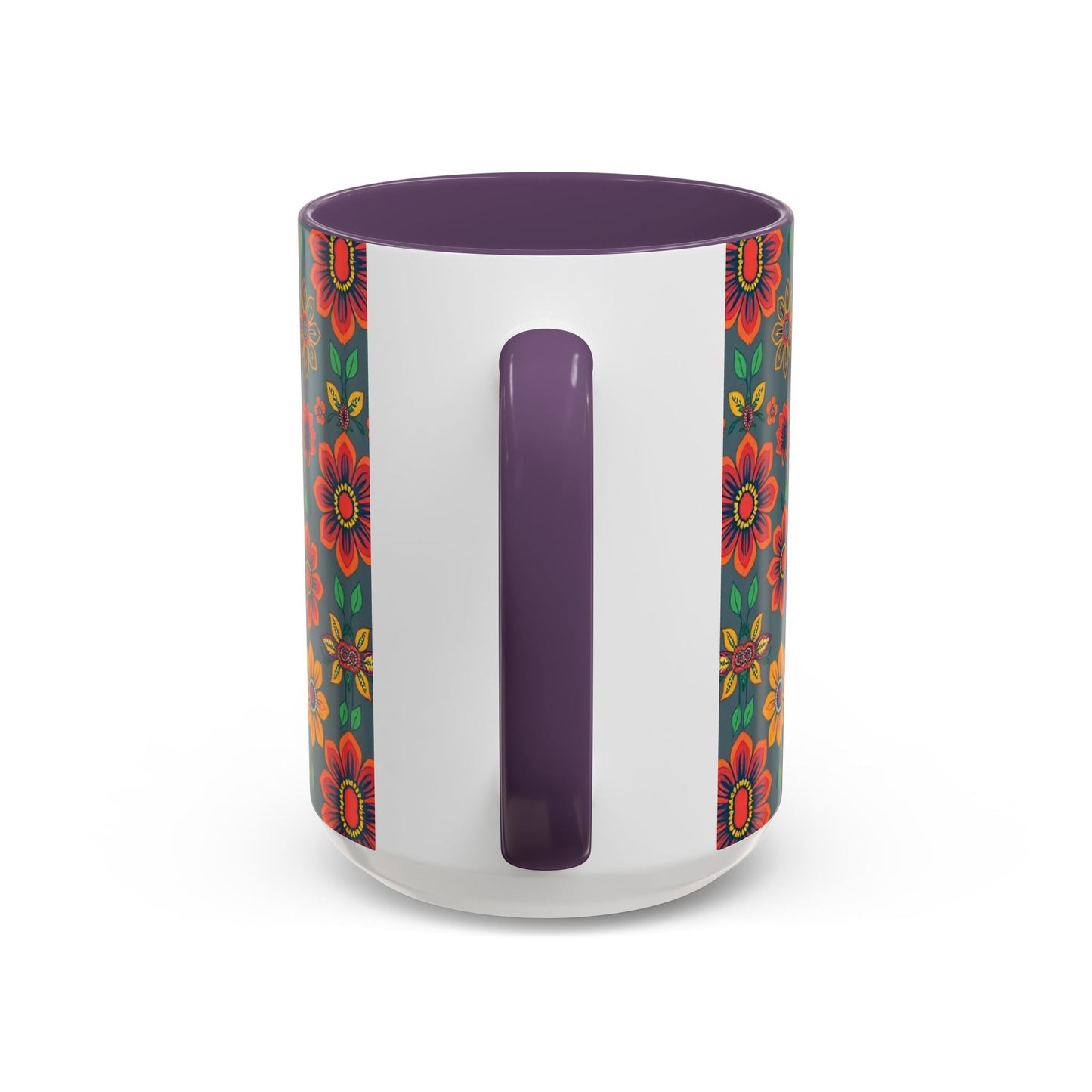 Accent Coffee Mug, Aries, Zodiac v4, Flower Pattern, (11, 15oz)