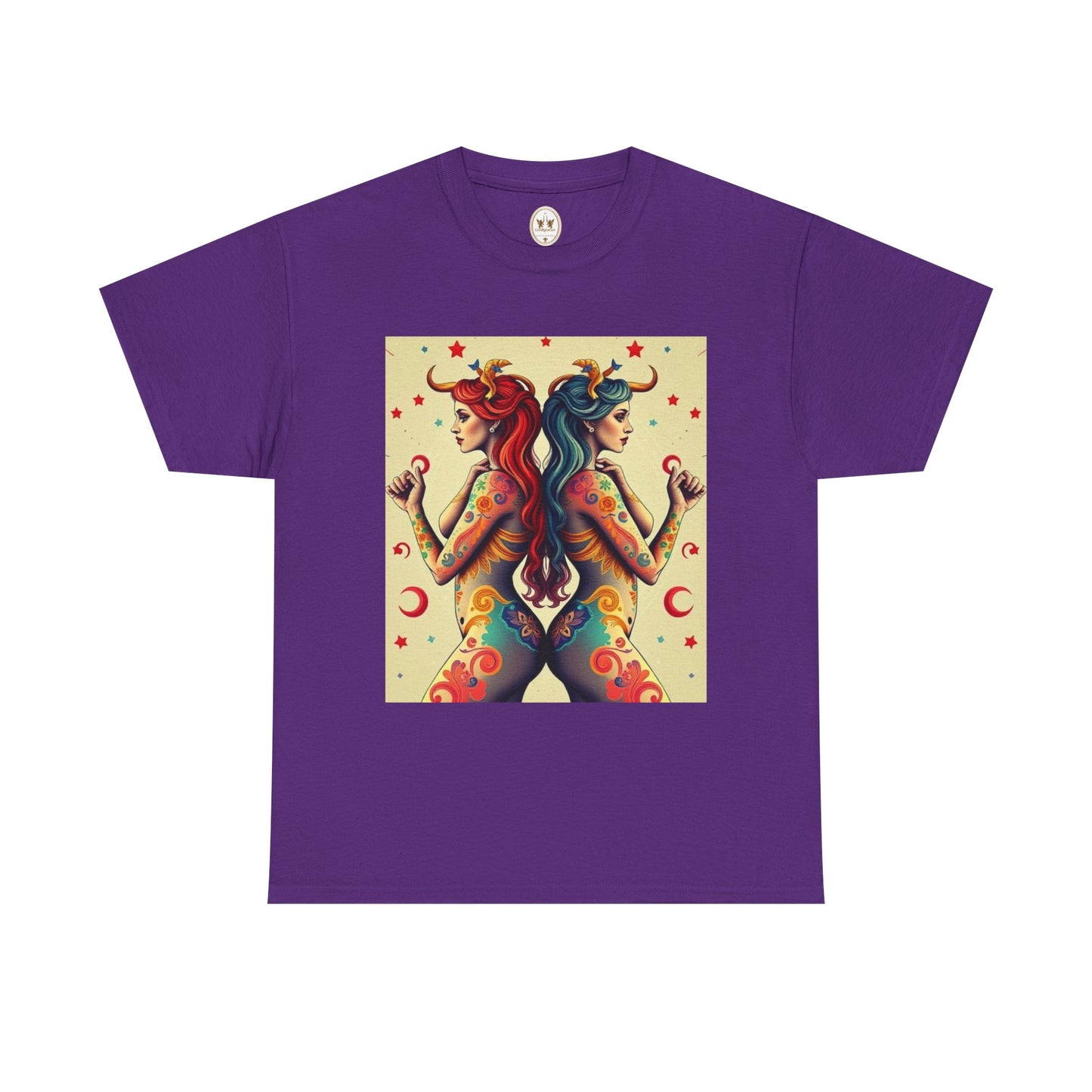 Unisex Heavy Cotton T-Shirt, Gemini, Zodiac v4, Sexy Art