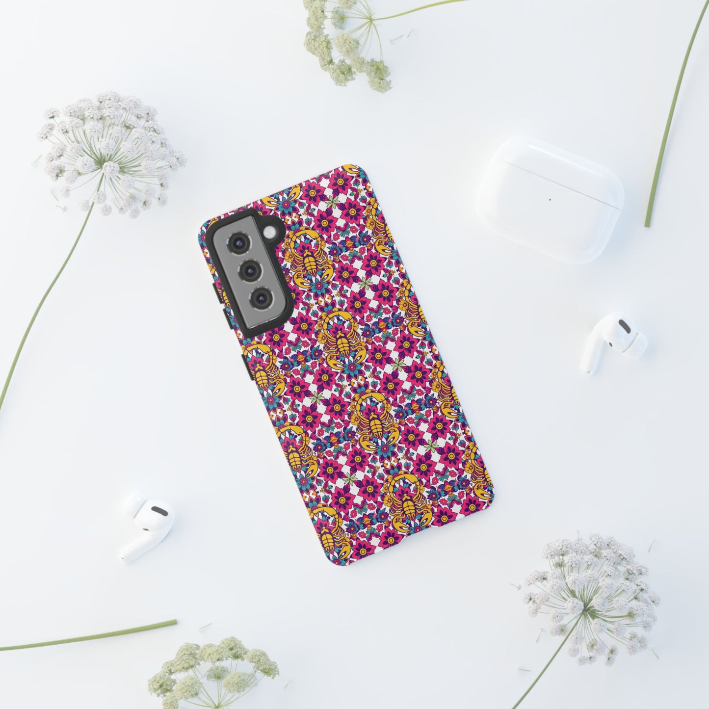 Tough Cases, Scorpio, Zodiac v2, Flower Pattern