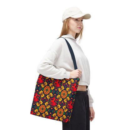 Tote Bag, (AOP), Virgo, Zodiac v4, Flower Pattern