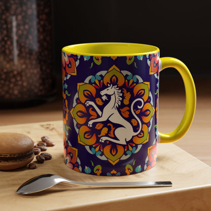 Accent Coffee Mug, Virgo, Zodiac v4. Flower Pattern, (11, 15oz)