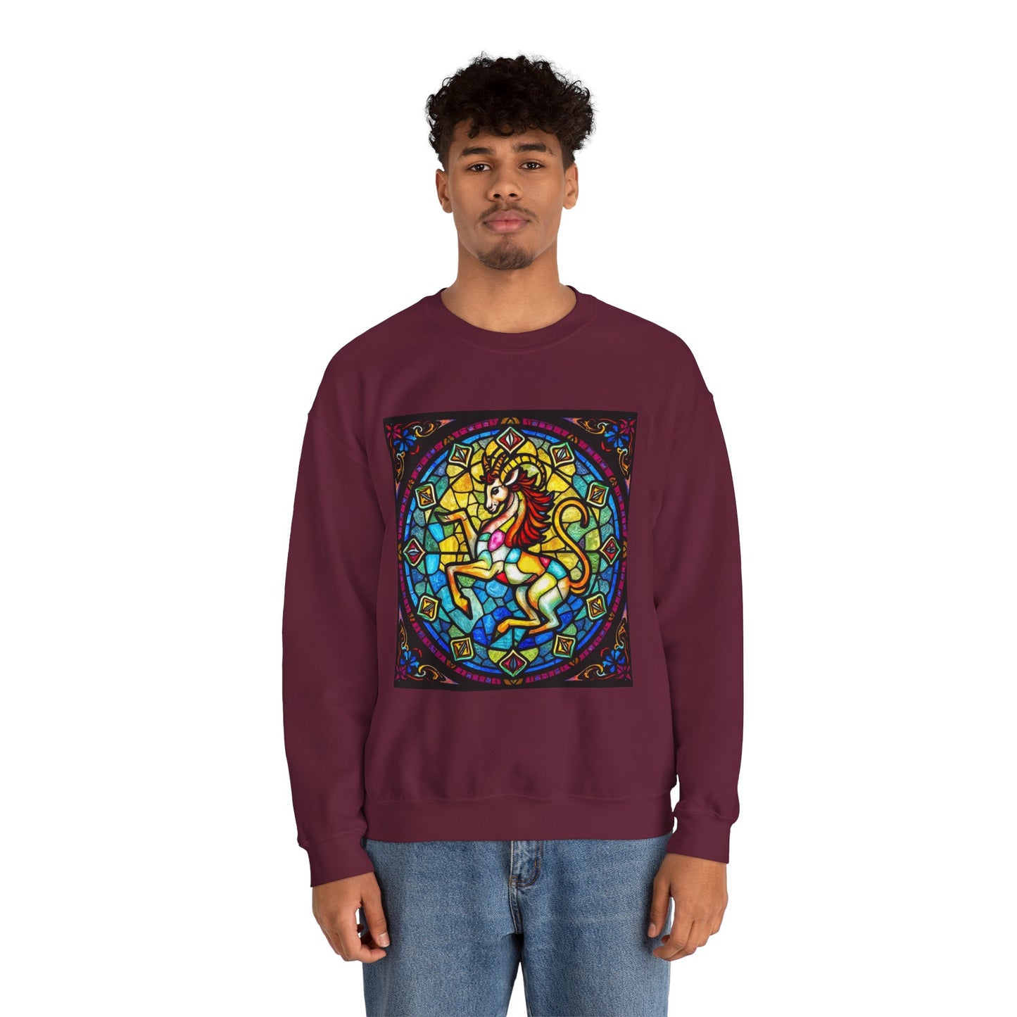 Unisex Heavy Blend™ Crewneck Sweatshirt, Glass, Capricorn Zodiac Design