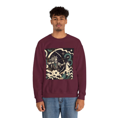 Unisex Heavy Blend™ Crewneck Sweatshirt, Man With Arrow Sagittarius Zodiac Design
