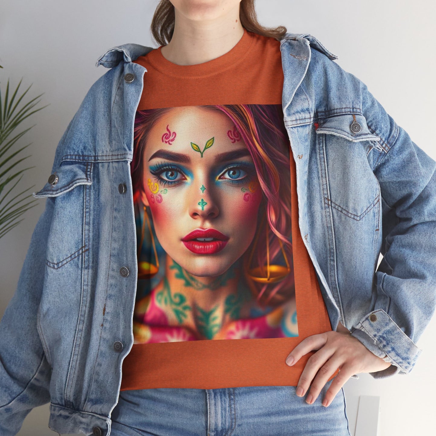 Unisex Heavy Cotton T-Shirt, Libra, Zodiac v1, Sexy Art