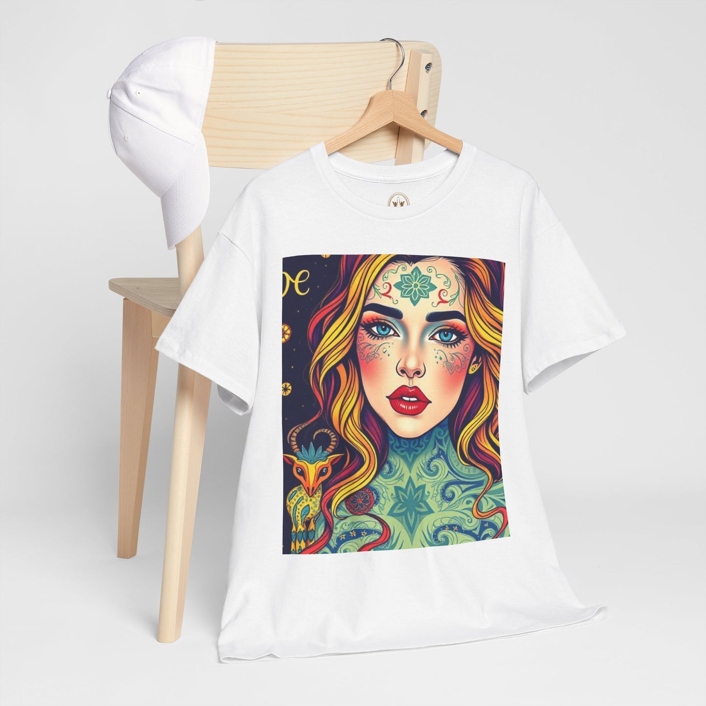 Unisex Heavy Cotton T-Shirt, Aquarius, Zodiac v2, Sexy Art