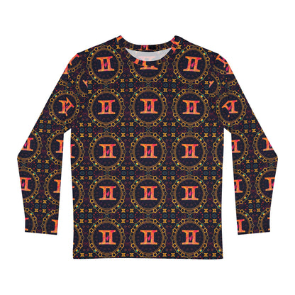 Men's Long Sleeve Shirt, (AOP), Gemini, Zodiac, Pattern