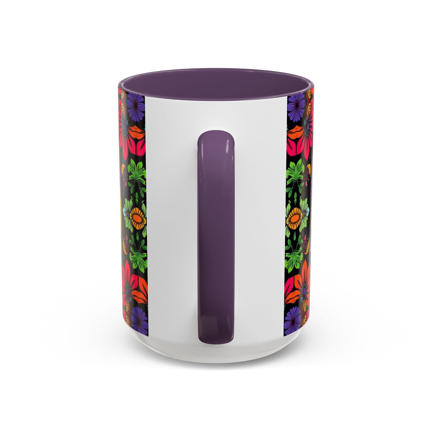 Accent Coffee Mug, Pisces, Zodiac v3, Flower Pattern, (11, 15oz)