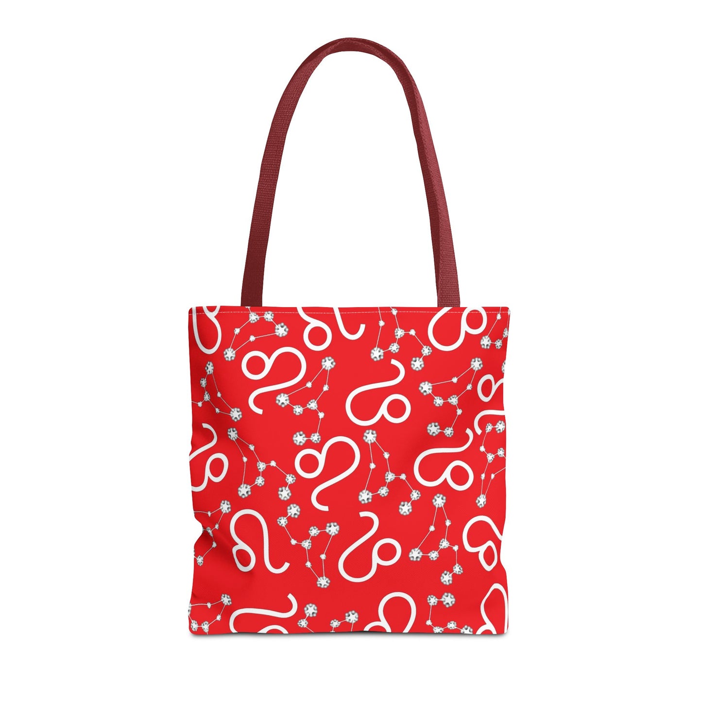Tote Bag, Leo Zodiac Sign, AOP, (Red, White)