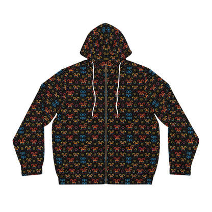 Full-Zip Hoodie (AOP), Aries, Zodiac v1, Pattern