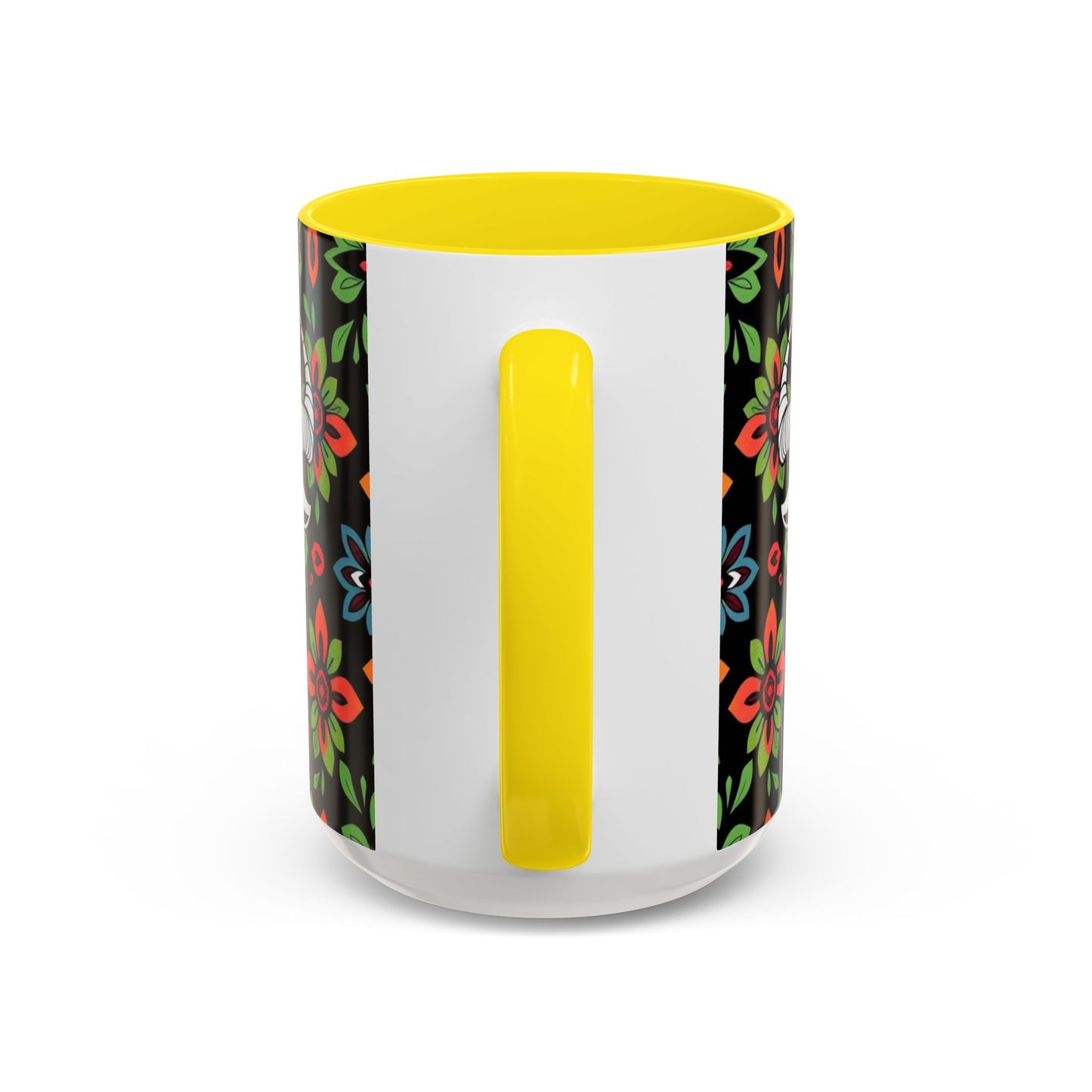 Accent Coffee Mug, Taurus, Zodiac v2. Flower Pattern, (11, 15oz)